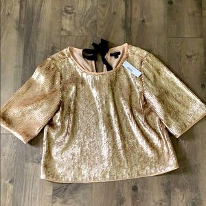 J. Crew rose gold sequin short sleeve top